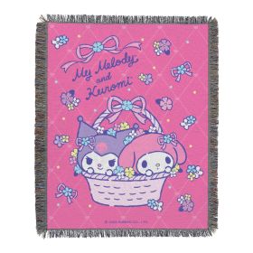 MY MELODY - FLOWER BASKET FUN Woven Tapestry Wall Hanging