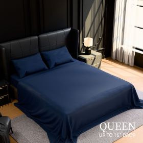 Bedding Queen Bed Sheets Set - 4 Piece Bedding - Brushed Microfiber - Shrinkage and Fade Resistant - Easy Care (Queen, Navy Blue)