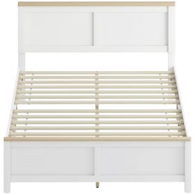Full Bed Frame with Headboard, Modern Platform Bed Frame with Wooden Slats, No Box Spring Needed, Easy Assembly, White