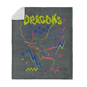 How to Train Your Dragon Neon Dragon Silk Touch Sherpa Throw Blanket 50x60 inches